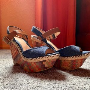 Denim / Multicolor Wedges